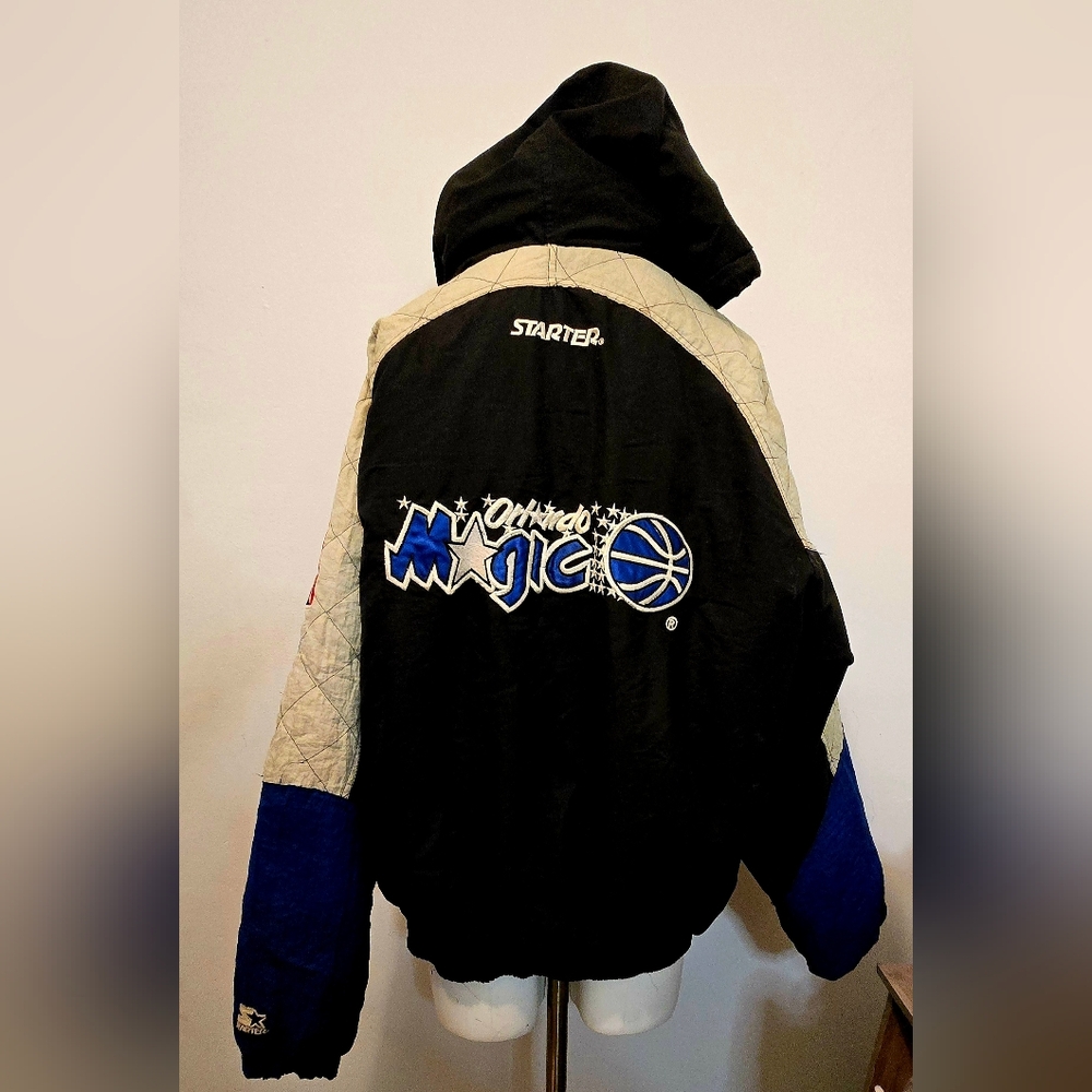 VTG 90s NBA Starter NBA Orlando Magic Basketball Zip Quilted Hood Jacket Large